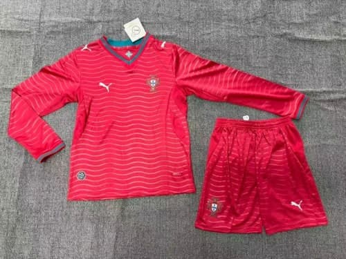 Portugal 2026 World Cup Home Long Sleeve Kids Suit - 木樂服飾